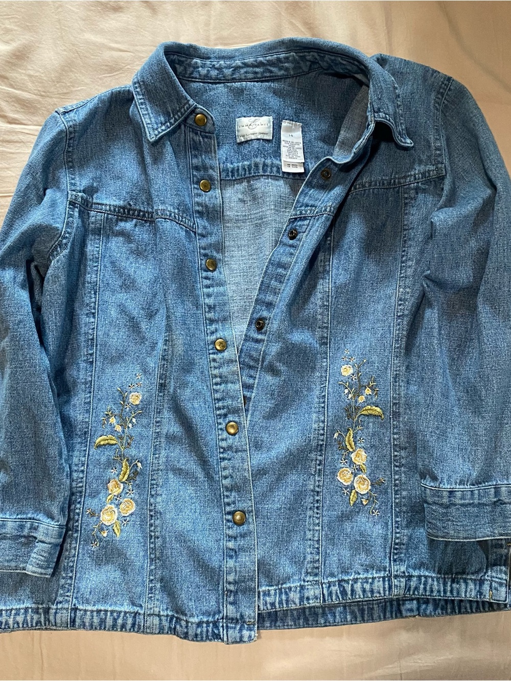 Emma James Light Wash Denim Jacket with embroidered Stitching